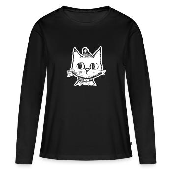 Cat Cats Cat Face - Women's Premium Organic Long Sleeve Shirt - black - Front - Julia (174cm)