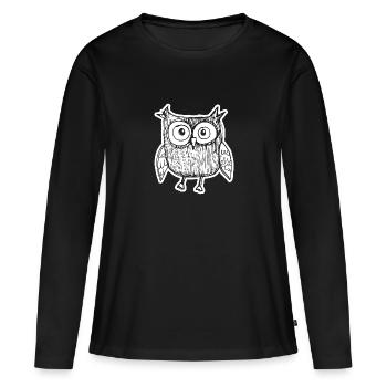 Eule Eulen Vogel - Frauen Premium Bio Langarmshirt - Schwarz - Vorne - Julia (174cm)