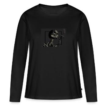 Skelett raucht Zigaretten - Frauen Premium Bio Langarmshirt - Schwarz - Vorne - Julia (174cm)