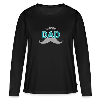 Design Super père avec moustache - T-shirt manches longues Premium bio Femme - noir - Devant - Julia (174cm)