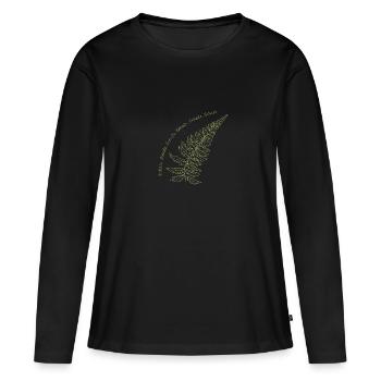 Farn grün, filigran, inhale exhale - Frauen Premium Bio Langarmshirt - Schwarz - Vorne - Julia (174cm)