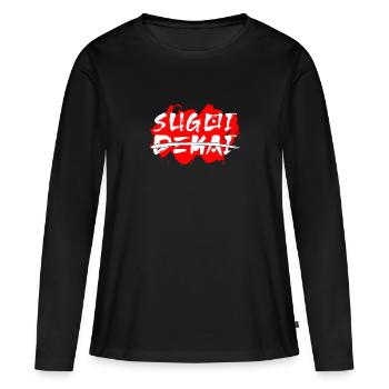 Sugoi Dekai : Génial et énorme - T-shirt manches longues Premium bio Femme - noir - Devant - Julia (174cm)