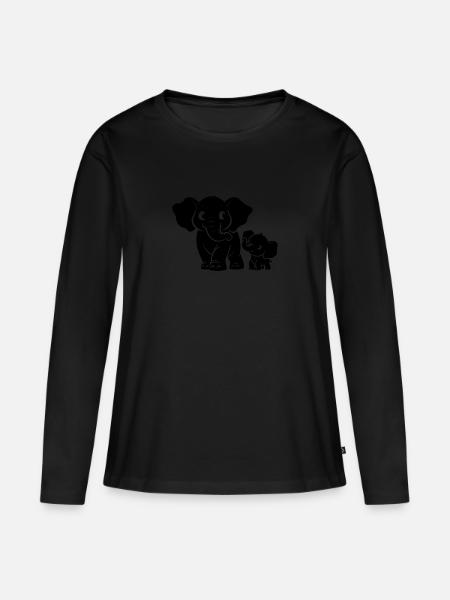 Elefant mit Babyelefant - Frauen Premium Bio Langarmshirt - 