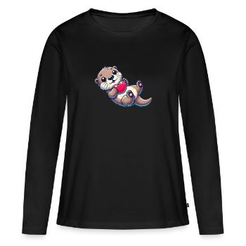 Little centerpiece - love - Women's Premium Organic Long Sleeve Shirt - black - Front - Julia (174cm)