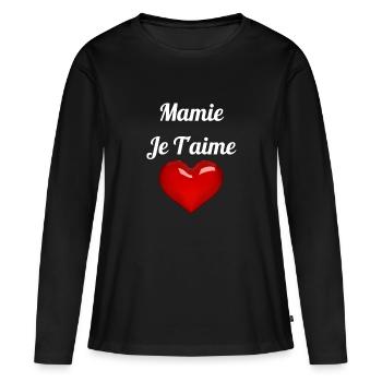 Mamie Je T aime 3 - T-shirt manches longues Premium bio Femme - noir - Devant - Julia (174cm)