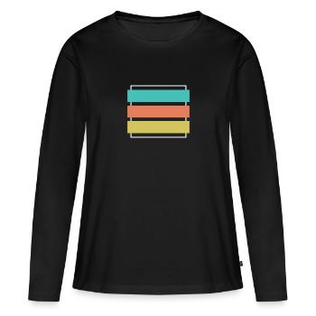 Logo rectangle - Logo carré - T-shirt manches longues Premium bio Femme - noir - Devant - Julia (174cm)