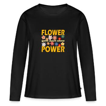 Flower Power - T-shirt manches longues Premium bio Femme - noir - Devant - Julia (174cm)
