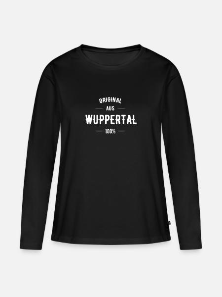 Wuppertal - Frauen Premium Bio Langarmshirt - Schwarz