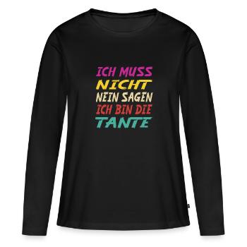 Ich bin die Tante - Frauen Premium Bio Langarmshirt - Schwarz - Vorne - Julia (174cm)