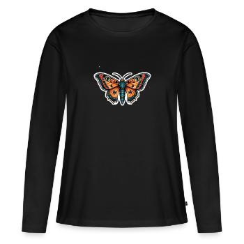 Papillon de nuit Néo Traditionnel - T-shirt manches longues Premium bio Femme - noir - Devant - Julia (174cm)