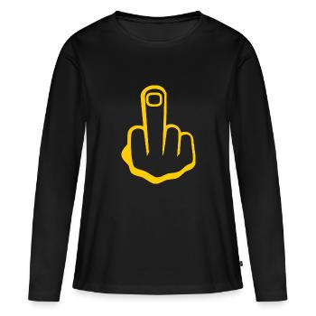 Middle finger - Women's Premium Organic Long Sleeve Shirt - black - Front - Julia (174cm)