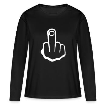 Middle finger - Women's Premium Organic Long Sleeve Shirt - black - Front - Julia (174cm)