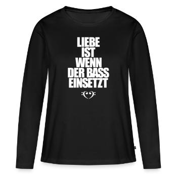 Liebe ist wenn der Bass einsetzt Shuffle tanzen - Frauen Premium Bio Langarmshirt - Schwarz - Vorne - Julia (174cm)