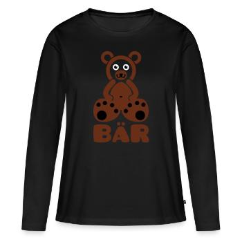 Un ours avec du texte - T-shirt manches longues Premium bio Femme - noir - Devant - Julia (174cm)