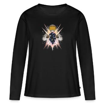 Space Light - Astronaut öffnet andere Dimension - Frauen Premium Bio Langarmshirt - Schwarz - Vorne - Julia (174cm)