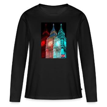 Londres - T-shirt manches longues Premium bio Femme - noir - Devant - Julia (174cm)