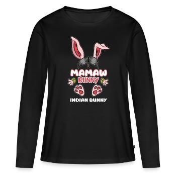 Mamaw Grand-mère indienne Grand-mère Inde Memaw - T-shirt manches longues Premium bio Femme - noir - Devant - Julia (174cm)
