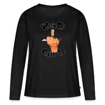 Bad Girl et main au tire-bouchon - T-shirt manches longues Premium bio Femme - noir - Devant - Julia (174cm)