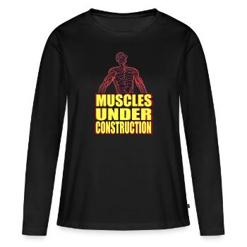 muscles en construction - T-shirt manches longues Premium bio Femme - noir - Devant - Julia (174cm)