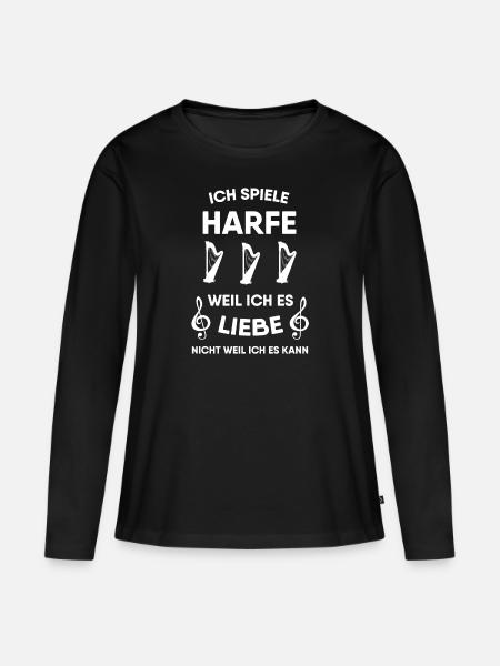 Harfe - Frauen Premium Bio Langarmshirt - Schwarz