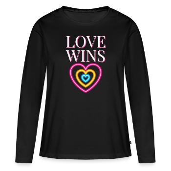 L’AMOUR GAGNE - T-shirt manches longues Premium bio Femme - noir - Devant - Julia (174cm)