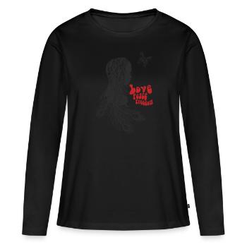 Love - Frauen Premium Bio Langarmshirt - Schwarz - Vorne - Julia (174cm)