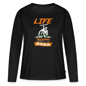 Fahrrad Life behind Bars - Frauen Premium Bio Langarmshirt - Schwarz - Vorne - Julia (174cm)