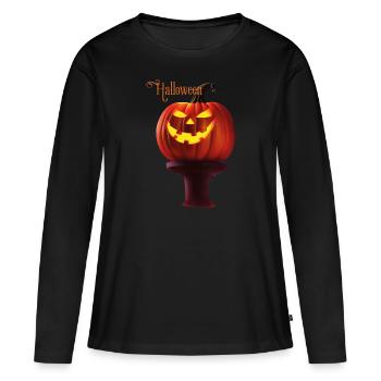 Lanterne à la citrouille - T-shirt manches longues Premium bio Femme - noir - Devant - Julia (174cm)