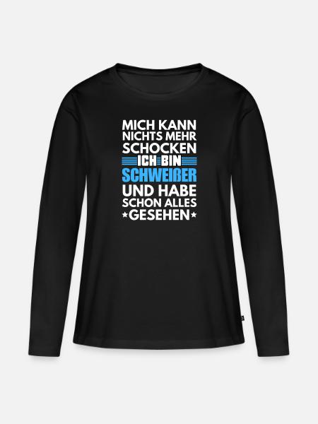 Nicht schockbarer Schweißer - Frauen Premium Bio Langarmshirt - Schwarz