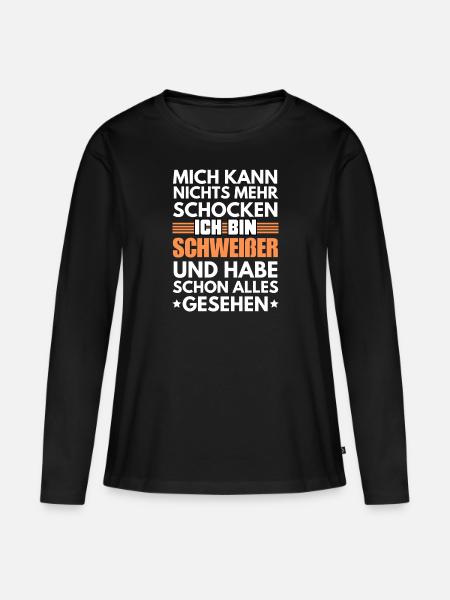 Nicht schockbarer Schweißer - Frauen Premium Bio Langarmshirt - Schwarz