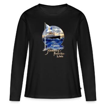 Bateau à vapeur de la ligne Hambourg-Amérique - T-shirt manches longues Premium bio Femme - noir - Devant - Julia (174cm)