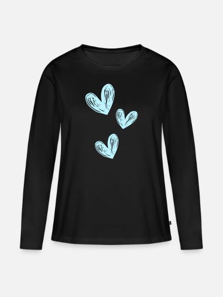 Love blue - Frauen Premium Bio Langarmshirt - Schwarz