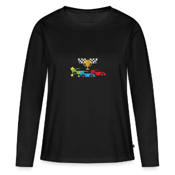 Course automobile - T-shirt manches longues Premium bio Femme - noir - Devant - Julia (174cm)