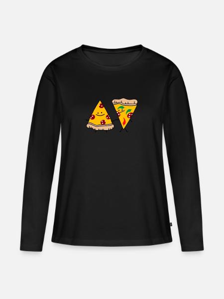 Pizza Paar - Frauen Premium Bio Langarmshirt - Schwarz