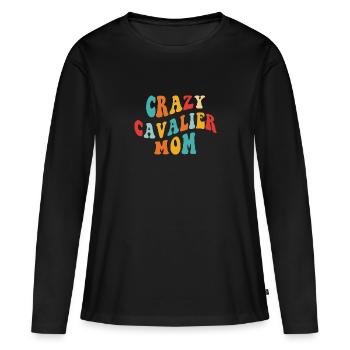 Crazy Cavalier Mom - Geschenk für Frauchen - Frauen Premium Bio Langarmshirt - Schwarz - Vorne - Julia (174cm)