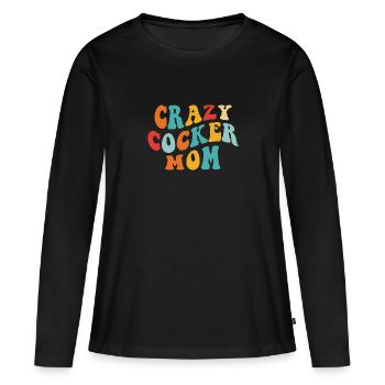 Crazy Cocker Mom - Geschenk für Frauchen - Frauen Premium Bio Langarmshirt - Schwarz - Vorne - Julia (174cm)