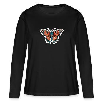 Papillon de nuit Néo Traditionnel - T-shirt manches longues Premium bio Femme - noir - Devant - Julia (174cm)