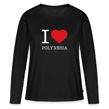 J’ADORE LA POLYNÉSIE - T-shirt manches longues Premium bio Femme - noir - Devant - Julia (174cm)