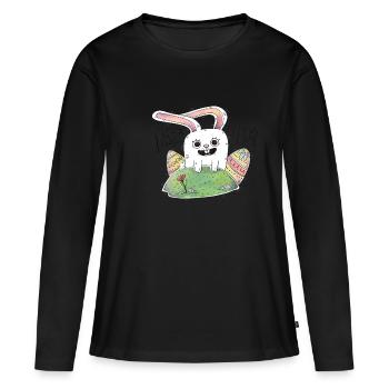 Pâques est là! Joli cadeau cool pour les enfants - T-shirt manches longues Premium bio Femme - noir - Devant - Julia (174cm)