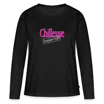 Chilleuse exemplaire unique - T-shirt manches longues Premium bio Femme - noir - Devant - Julia (174cm)