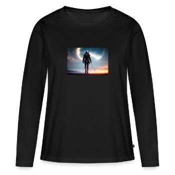 Astronaute dans l’espace - T-shirt manches longues Premium bio Femme - noir - Devant - Julia (174cm)