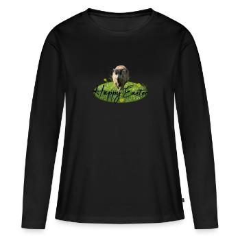 Pâques Joyeuses Pâques - T-shirt manches longues Premium bio Femme - noir - Devant - Julia (174cm)