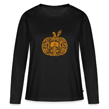 Pumpkin Shirt: Aesthetic Cottagecore Fall - Women's Premium Organic Long Sleeve Shirt - black - Front - Julia (174cm)