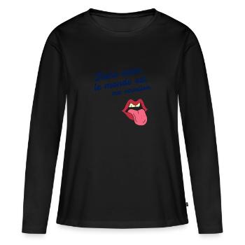 Humour défaut drôle - T-shirt manches longues Premium bio Femme - noir - Devant - Julia (174cm)