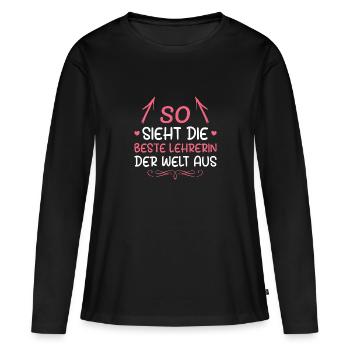 Lehrkraft Schullehrerin Lehrerin - Frauen Premium Bio Langarmshirt - Schwarz - Vorne - Julia (174cm)