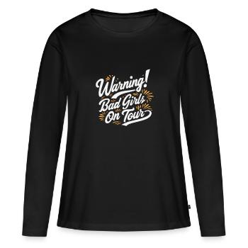 Mädchen on Tour Achtung Frauen auf Tour - Frauen Premium Bio Langarmshirt - Schwarz - Vorne - Julia (174cm)