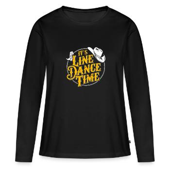 Line Dance Zeit Line Dancing Tanzen - Frauen Premium Bio Langarmshirt - Schwarz - Vorne - Julia (174cm)