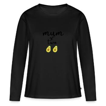 Mum of two - T-shirt manches longues Premium bio Femme - noir - Devant - Julia (174cm)