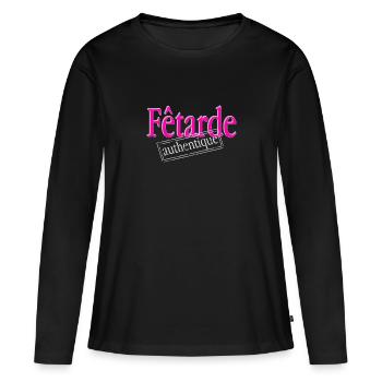 Fêtarde authentique - T-shirt manches longues Premium bio Femme - noir - Devant - Julia (174cm)
