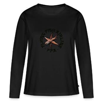 Flying Fish Airline FFA - Frauen Premium Bio Langarmshirt - Schwarz - Vorne - Julia (174cm)